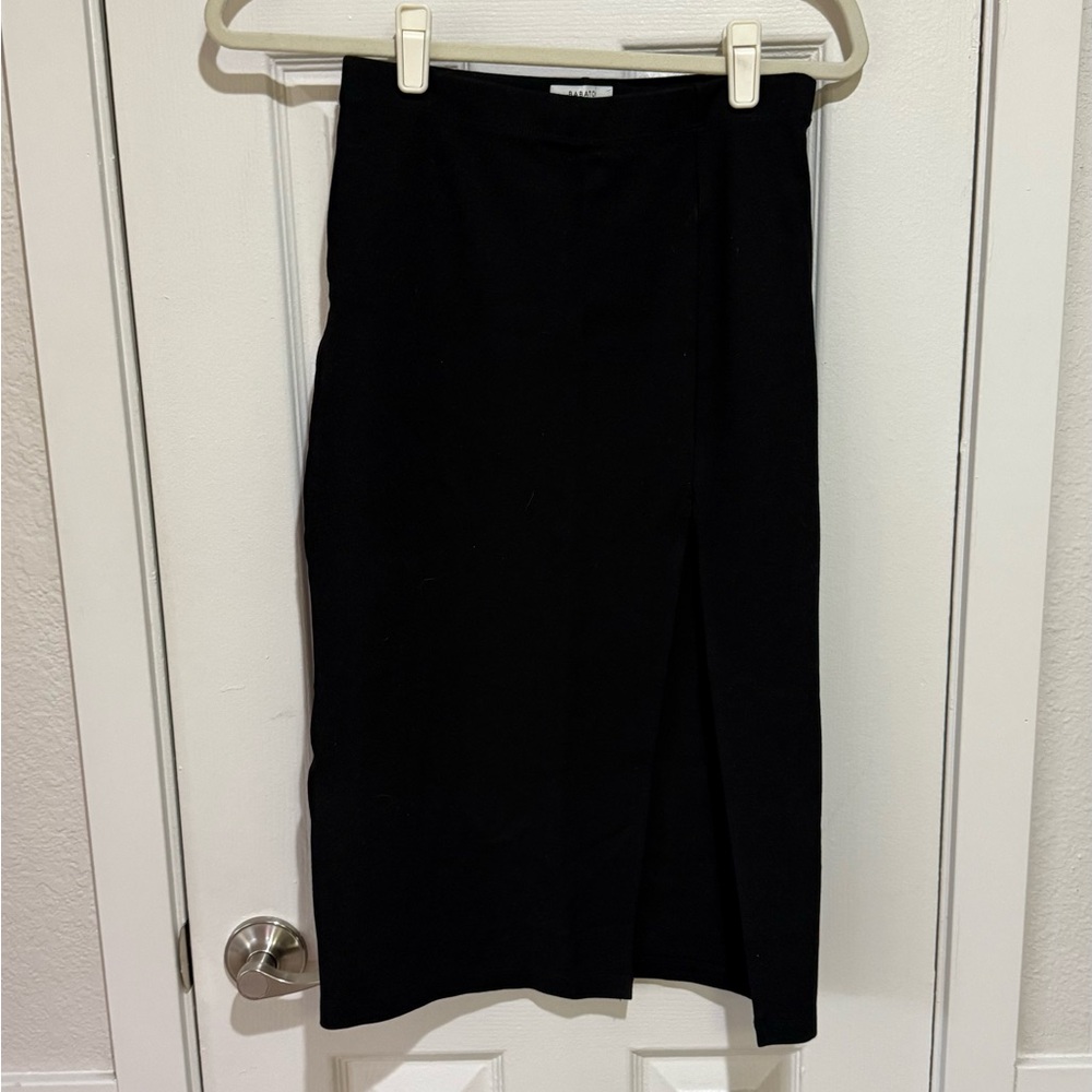 Aritzia Banting Elegant Stretch Black Women's Pencil Skirt High Slit - Picture 3 of 7